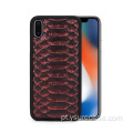 Capa de telefonia de couro de padrão python de luxo